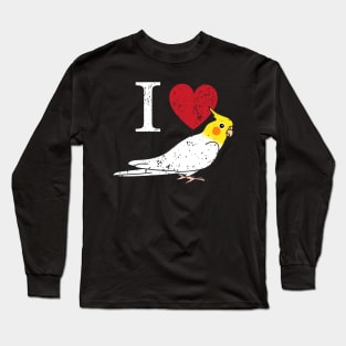 I heart cockatiel - I love lutino cockatiel Long Sleeve T-Shirt